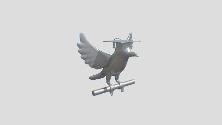 Bird with graduation cap 3D Model