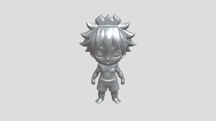 Chibi-style cartoon boy standing 3D Model