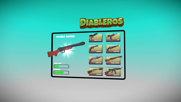 "Diableros" Mobile Game Cartoony Weapons Shop 3D Model