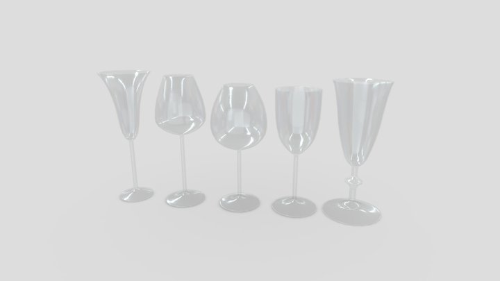 Cocktail Glass Set 3D Model