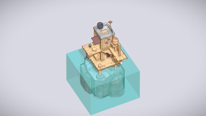 Stylized on-water house 3D Model
