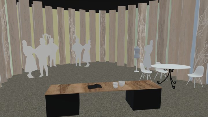Woden TV set to folk session TV NOE CZ 3D Model