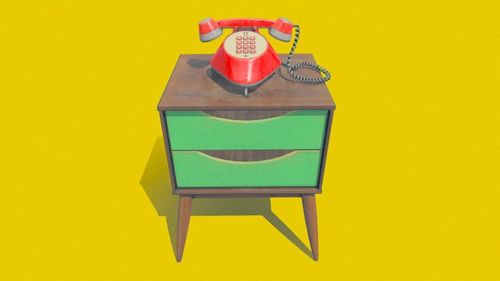 60s Telephone - Game Asset 3D Model