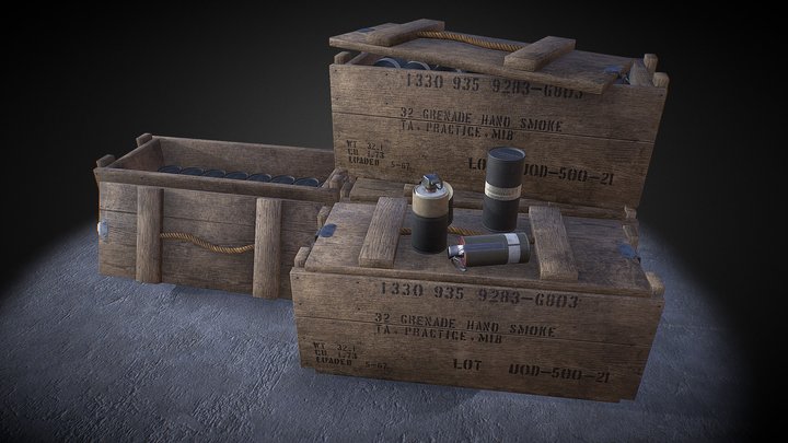 AN M18 Smoke Grenade and other ammunition 3D Model