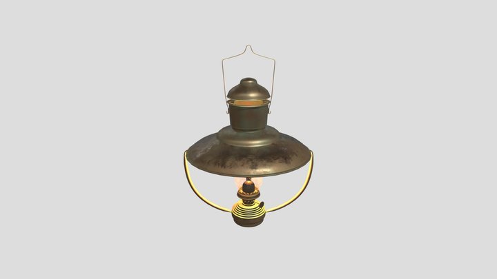 Brass Nautical Hanging Oil Lamp 3D Model