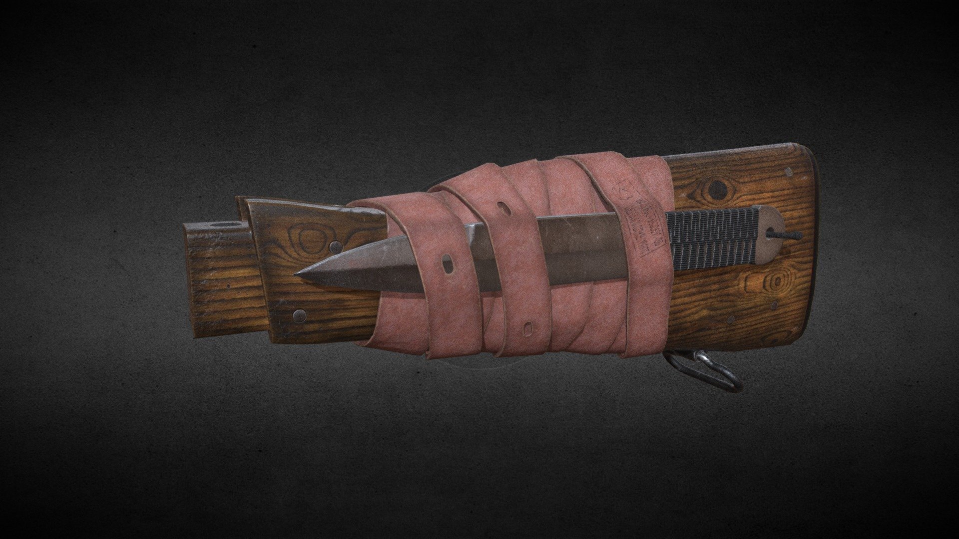 Ak stock with knife wrapped in tourniquet