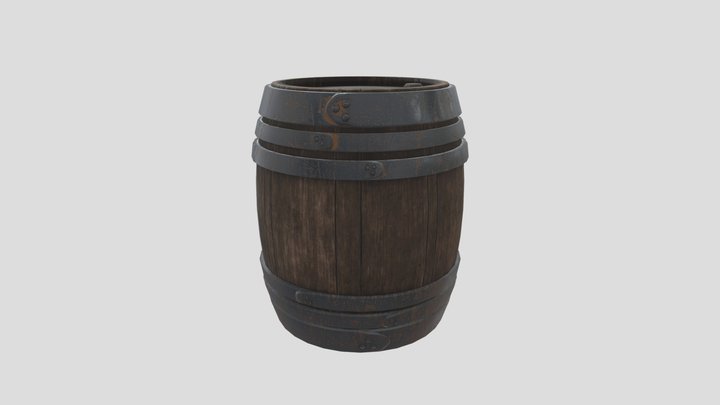 Barrel game ready 3D Model
