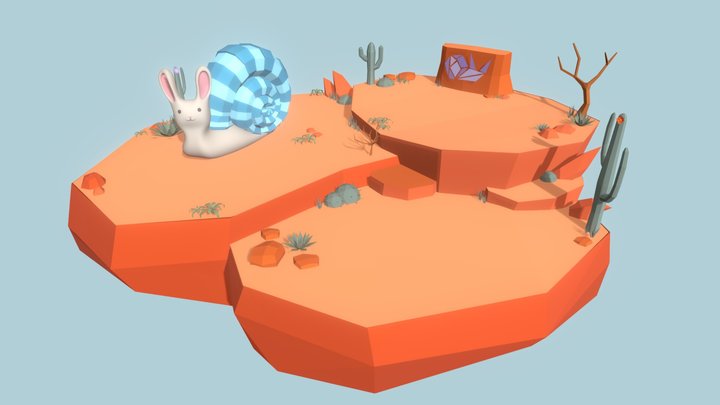 Snail Bunny in the Desert 3D Model