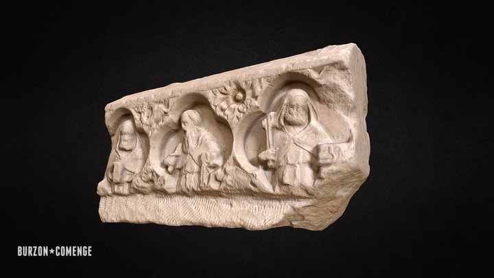 Gothic altarpiece predella, 1317. 3D Model