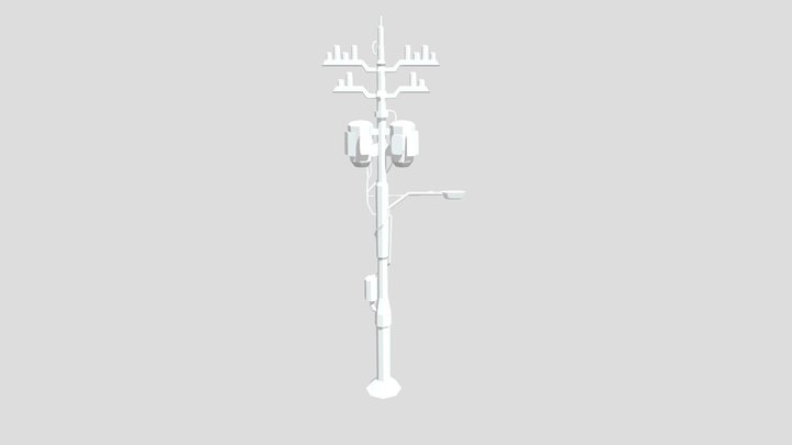Low poly sci fi power pole 3D Model