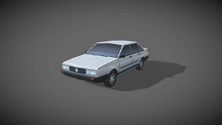 lowpoly pixel car Santana 2000 v2 3D Model