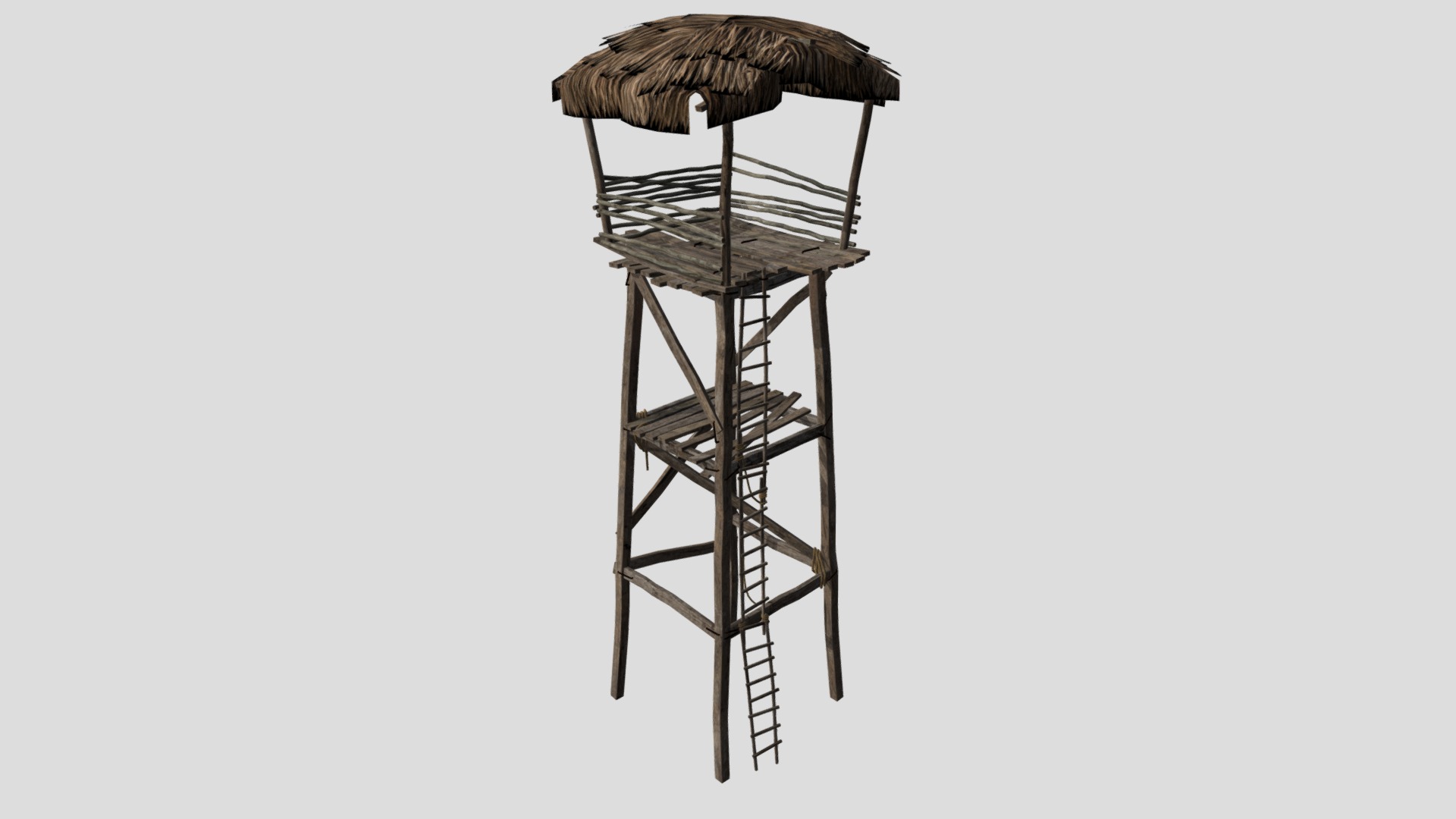 3D model Guard Tower 05 - This is a 3D model of the Guard Tower 05. The 3D model is about a wooden chair with a table.
