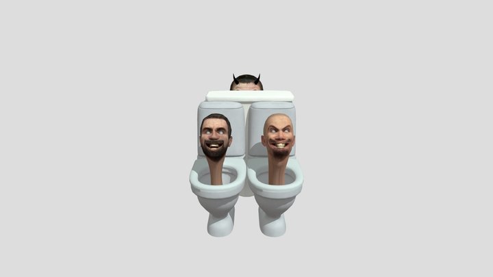 Triplet skibidi toilet 3D Model