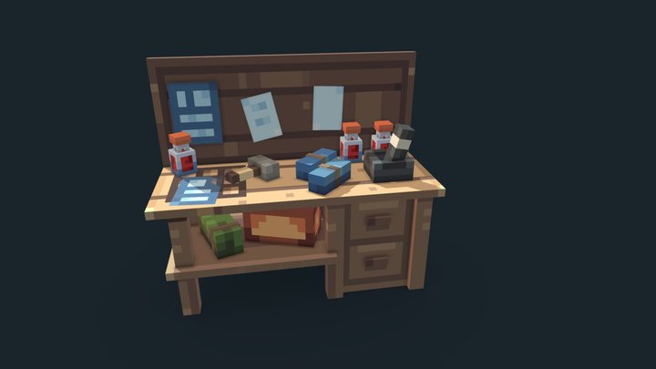 A table for studying potions 3D Model