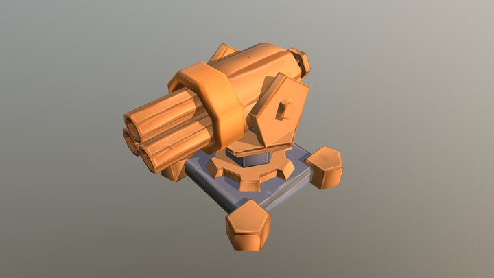 Low Poly Turret 3D Model