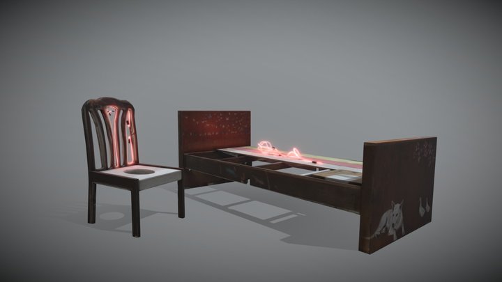 เตียงและเก้าอี้สำหรับขับถ่าย 3D Model