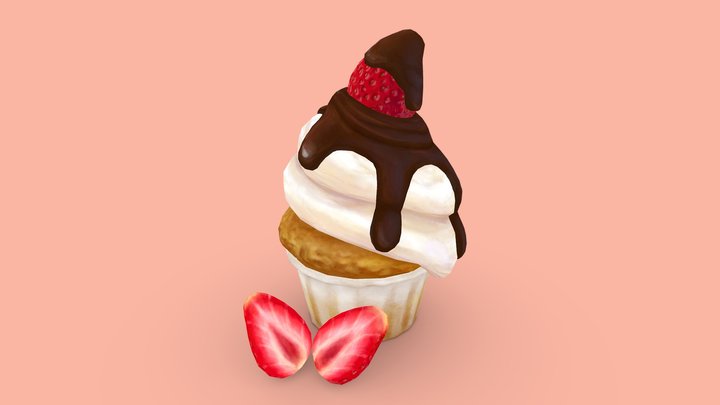 Strawberry Muffin 3D Model