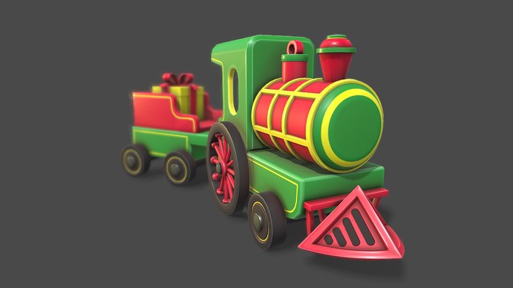 Stylized Toy Train 3D Model