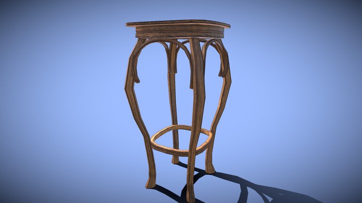 Art Nouveau Stool 3D Model