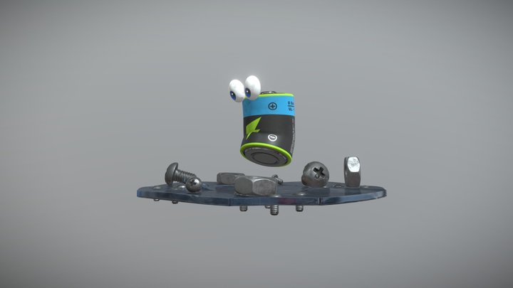 Battery Character 3D Model