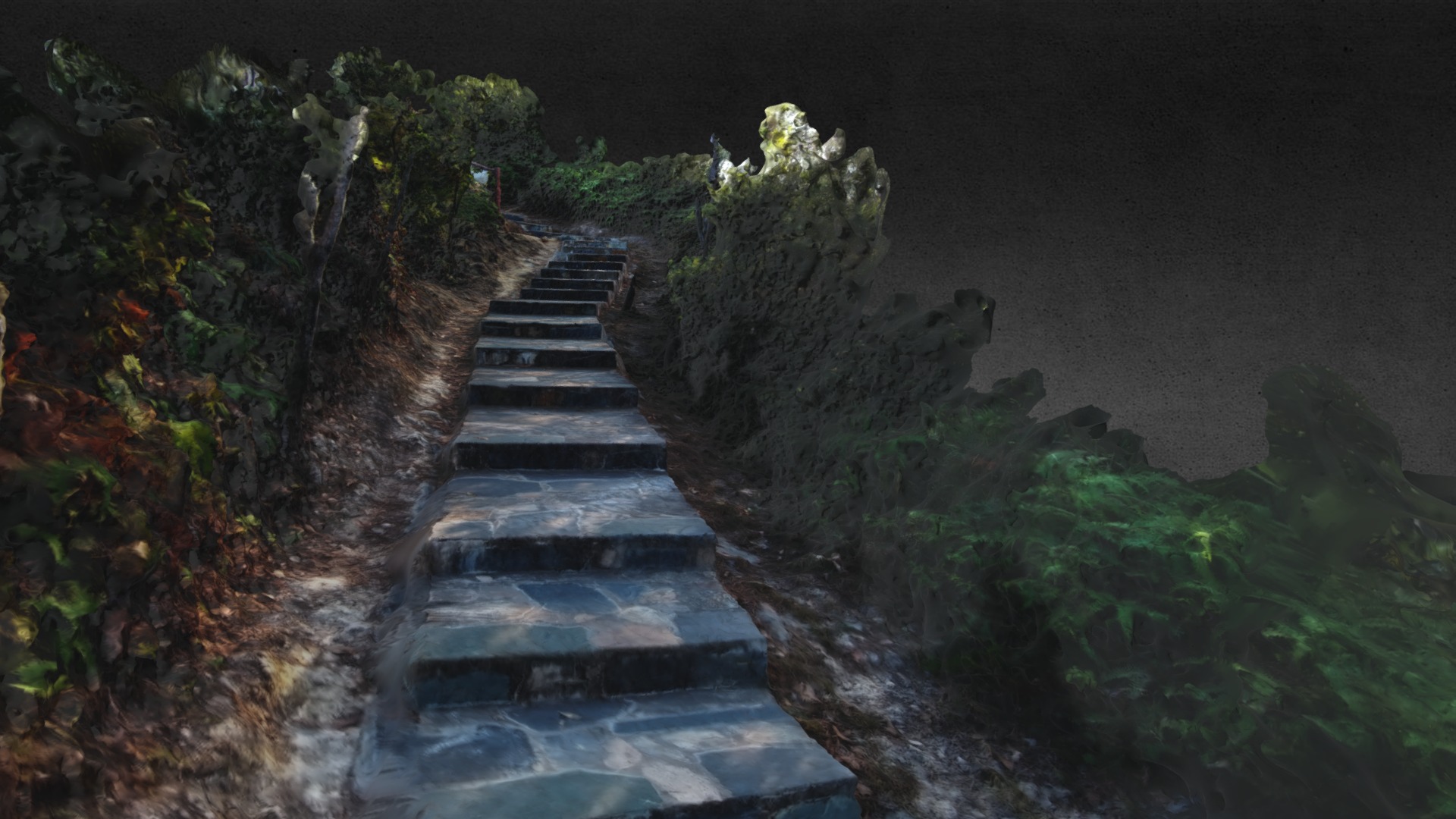 3D model Hike Stairs 2019.11.24 - This is a 3D model of the Hike Stairs 2019.11.24. The 3D model is about a stone staircase in a forest.
