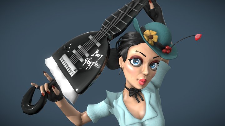 Mary Poppins Stylized Game Ready Character 3D Model