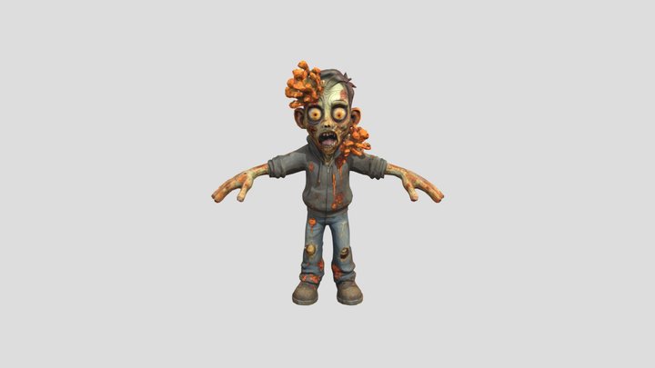 Zombie Cartoon Enemy 3D Model T-Pose 3D Model