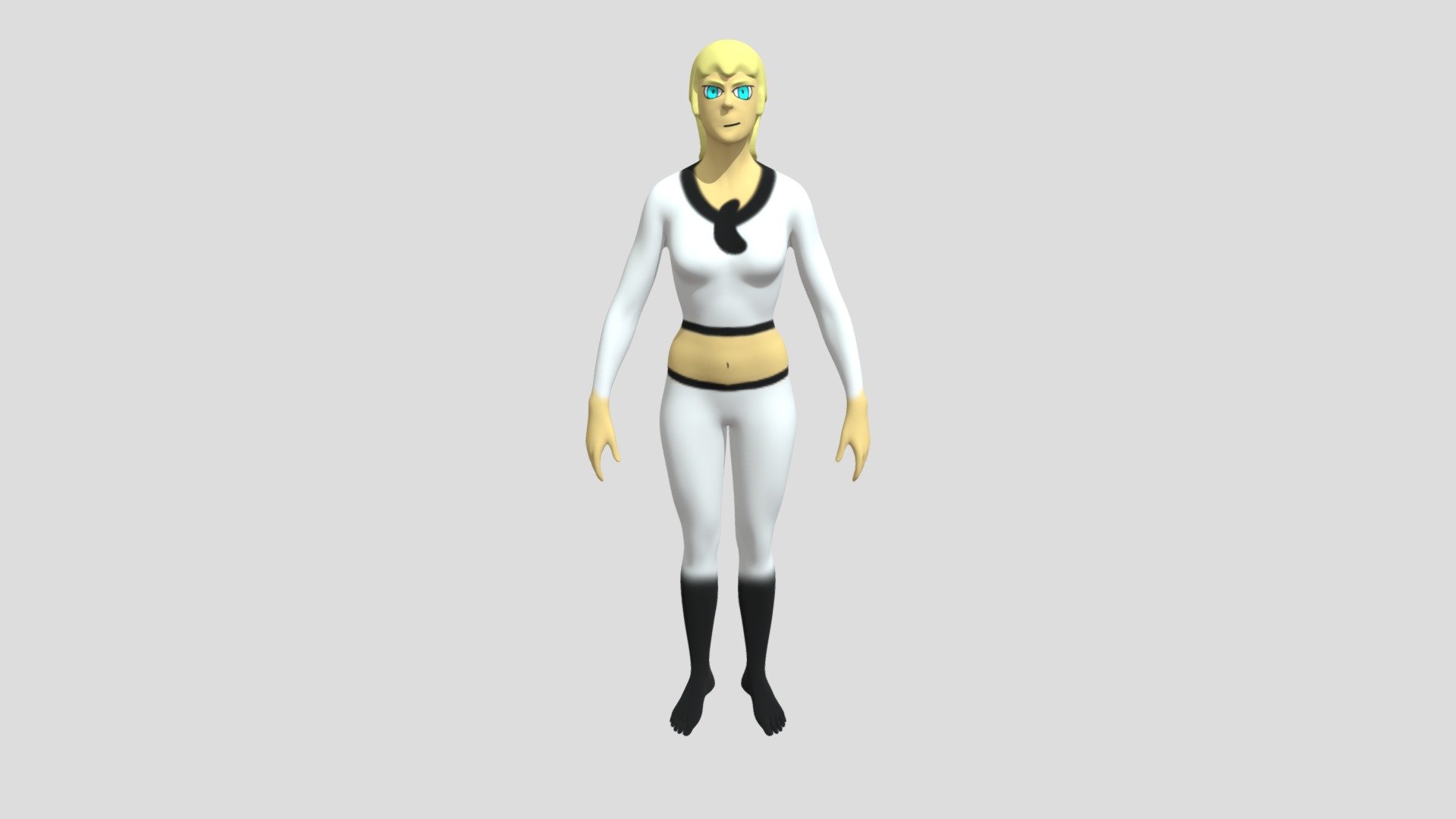 Andrea, humana rubia estilo cartoon futurista 3d