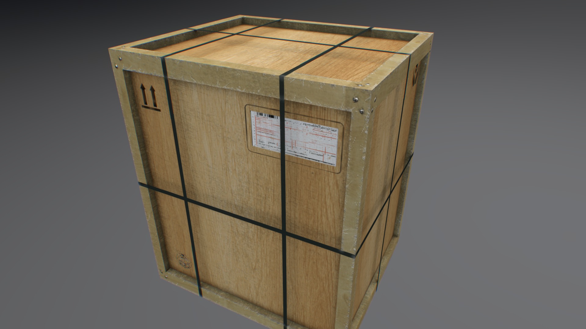 3D model Cargo crate 9 - This is a 3D model of the Cargo crate 9. The 3D model is about a wooden box with a sign on it.