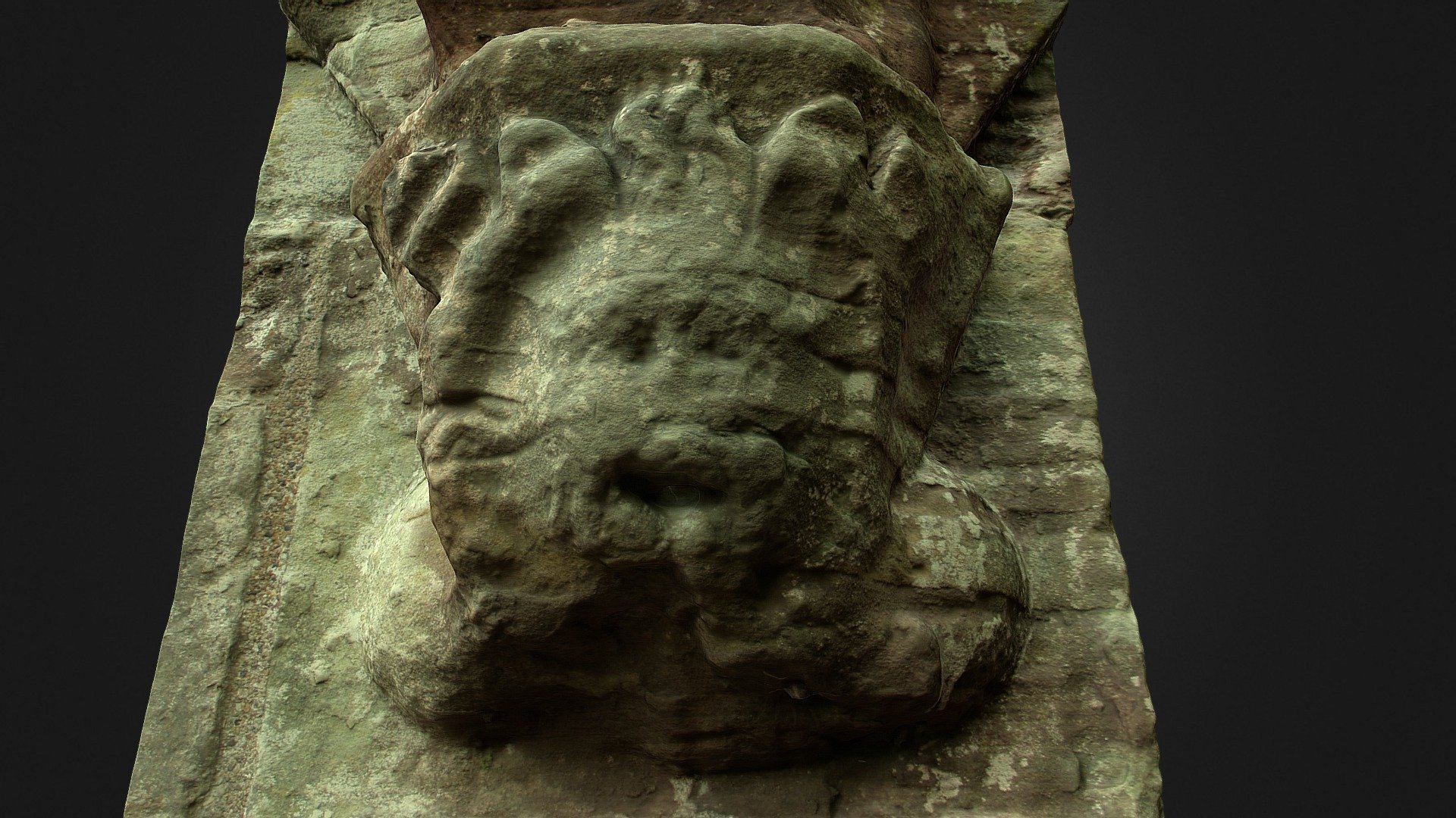 Denbigh Castle, Lion head carving