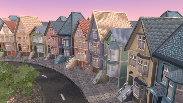 Rows of Houses 3D Model