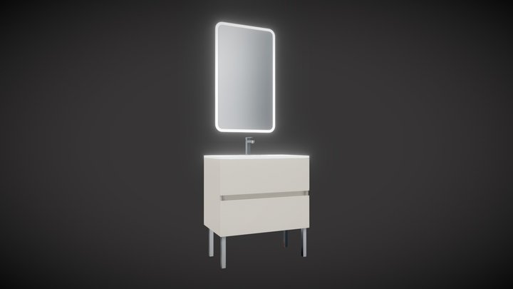 Bologna L80  Miroir rétro-éclairé - Sable 3D Model