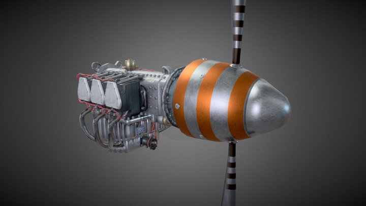 Stunt Plane Engine_Propeller 3D Model