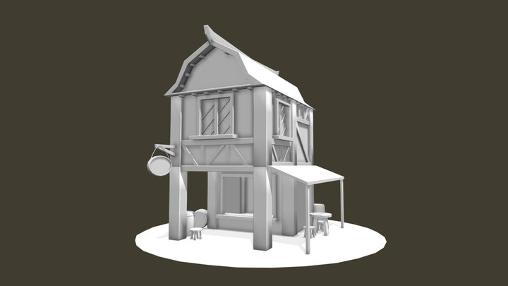 Free concept sketch of a cartoon fantasy tavern – Modello 3D gratuito STL