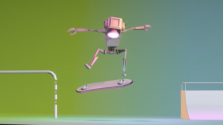 Skating Robot - Lowpoly 3D Model