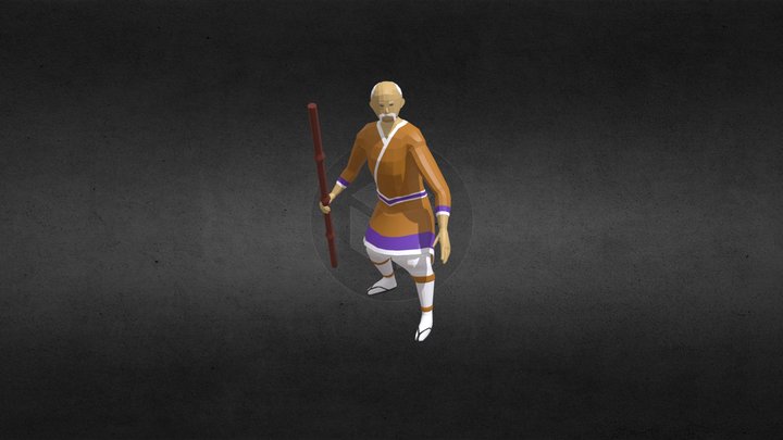 Dynasty - Monk Attack - Low Poly 3D Model