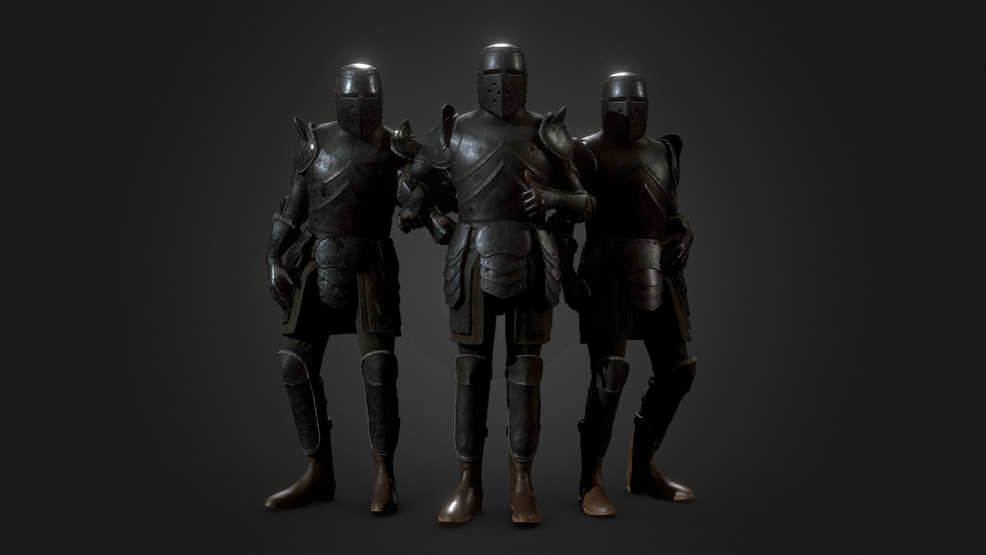 3D model Female Knight Body Armor Set LowPoly VR / AR / low-poly