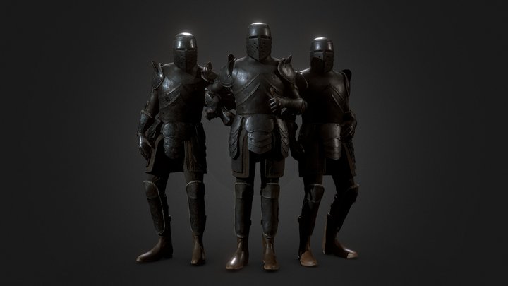 Lowpoly PBR Knight Armour 3D Model