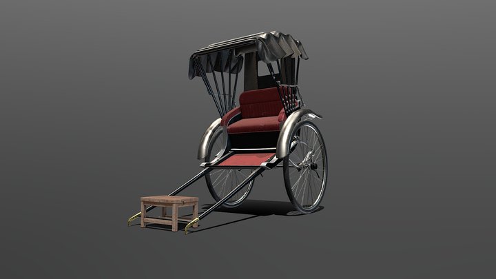 Japanese Style Rickshaw 3D Model