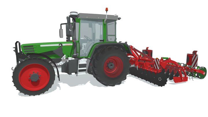 Tractor with Disc Harrow 3D Model