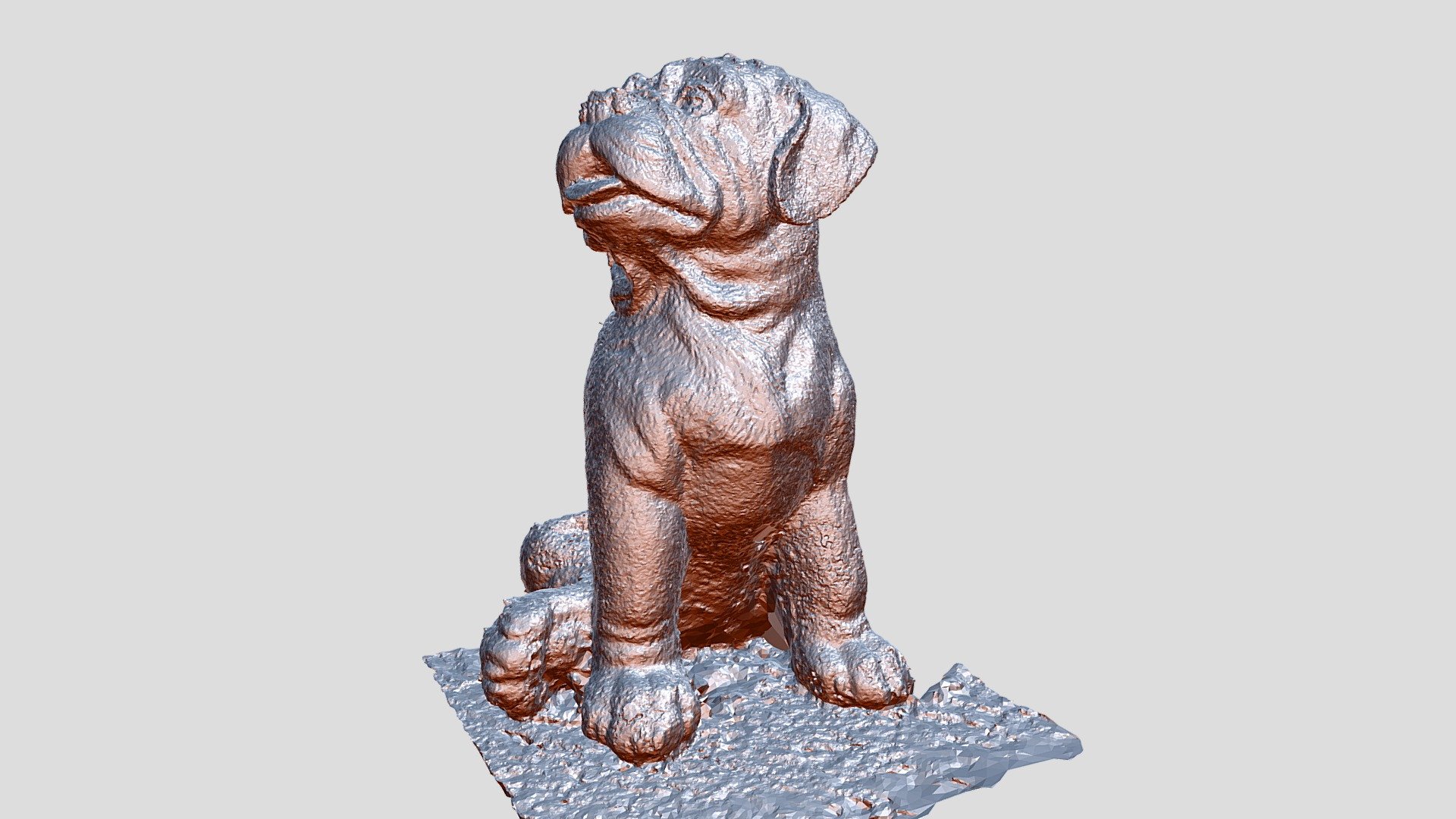 Faience dog all the roughness in the mesh