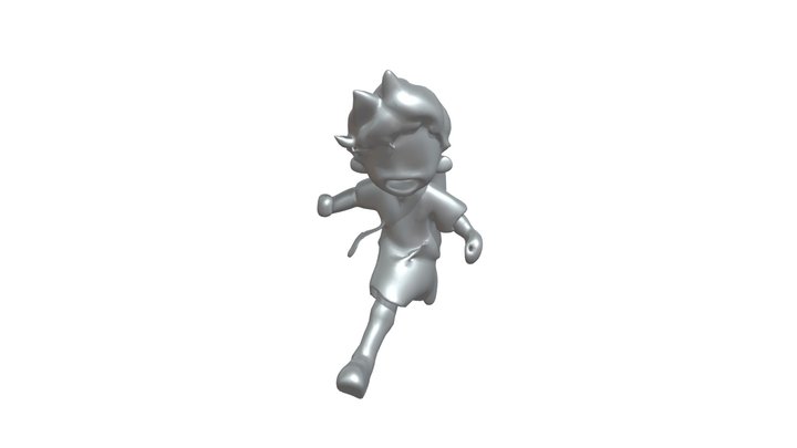 Energetic cartoon kid with school backpack 3D Model