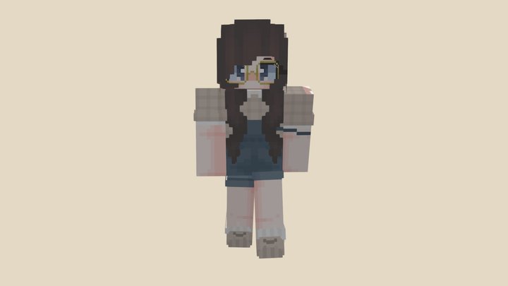 Cute Minecraft girl 11 3D Model