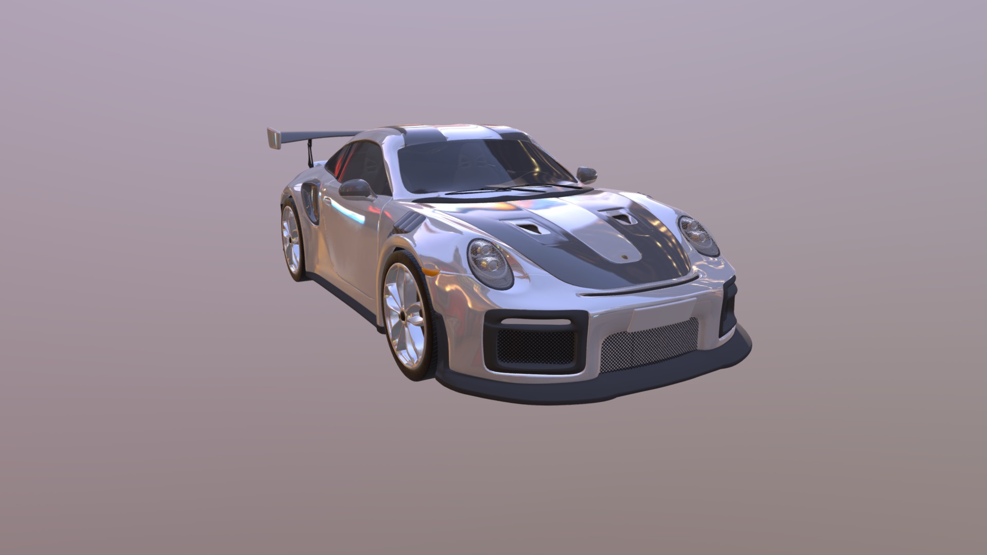 3D model Porsche 911 gt2 rs - This is a 3D model of the Porsche 911 gt2 rs. The 3D model is about a silver sports car.