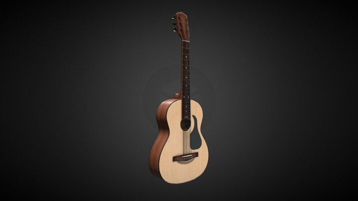 Old Acoustic Guitar 3D Model