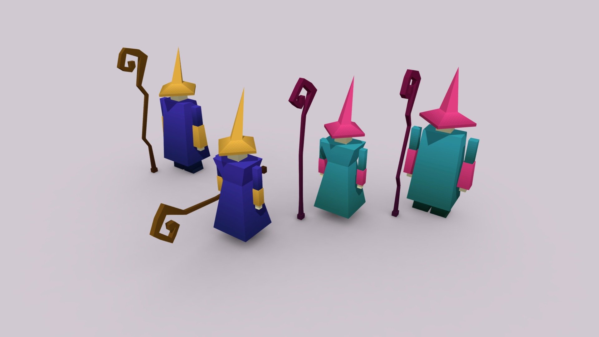 Fantasy Low Poly Medieval Mages Set