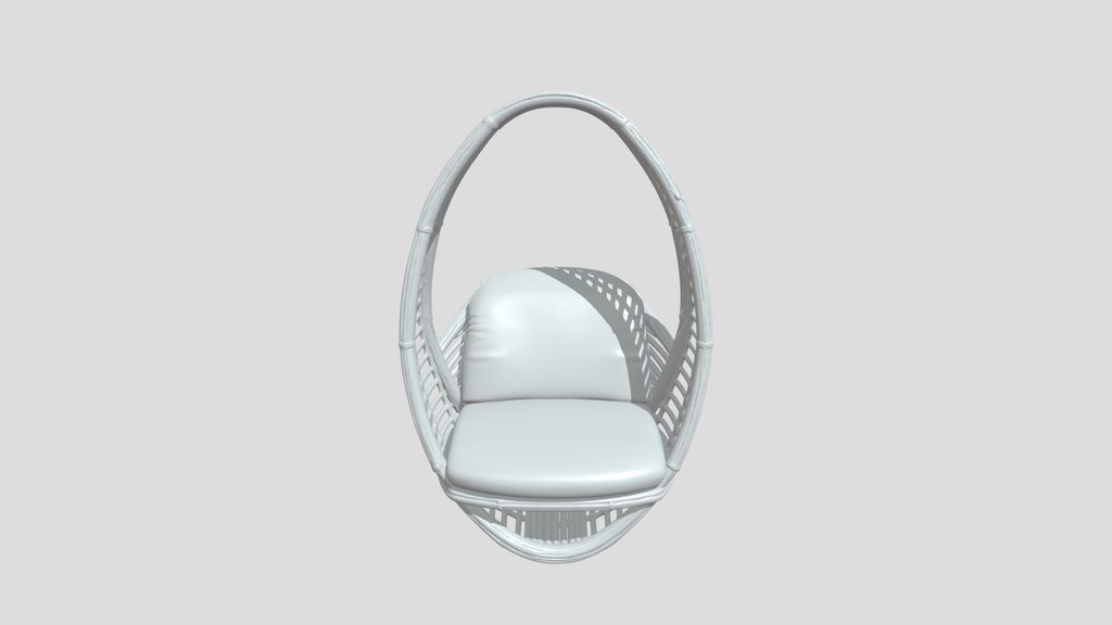 A hanging wicker chair