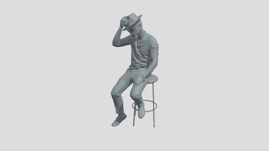 Lowpoly Male Sitting On A Bar Stool