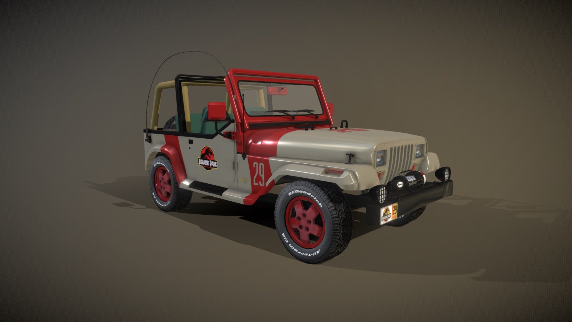 Jurassic Park Jeep Wrangler - 3D model by paulelderdesign  (@paulelderdesign) [7e9387a]