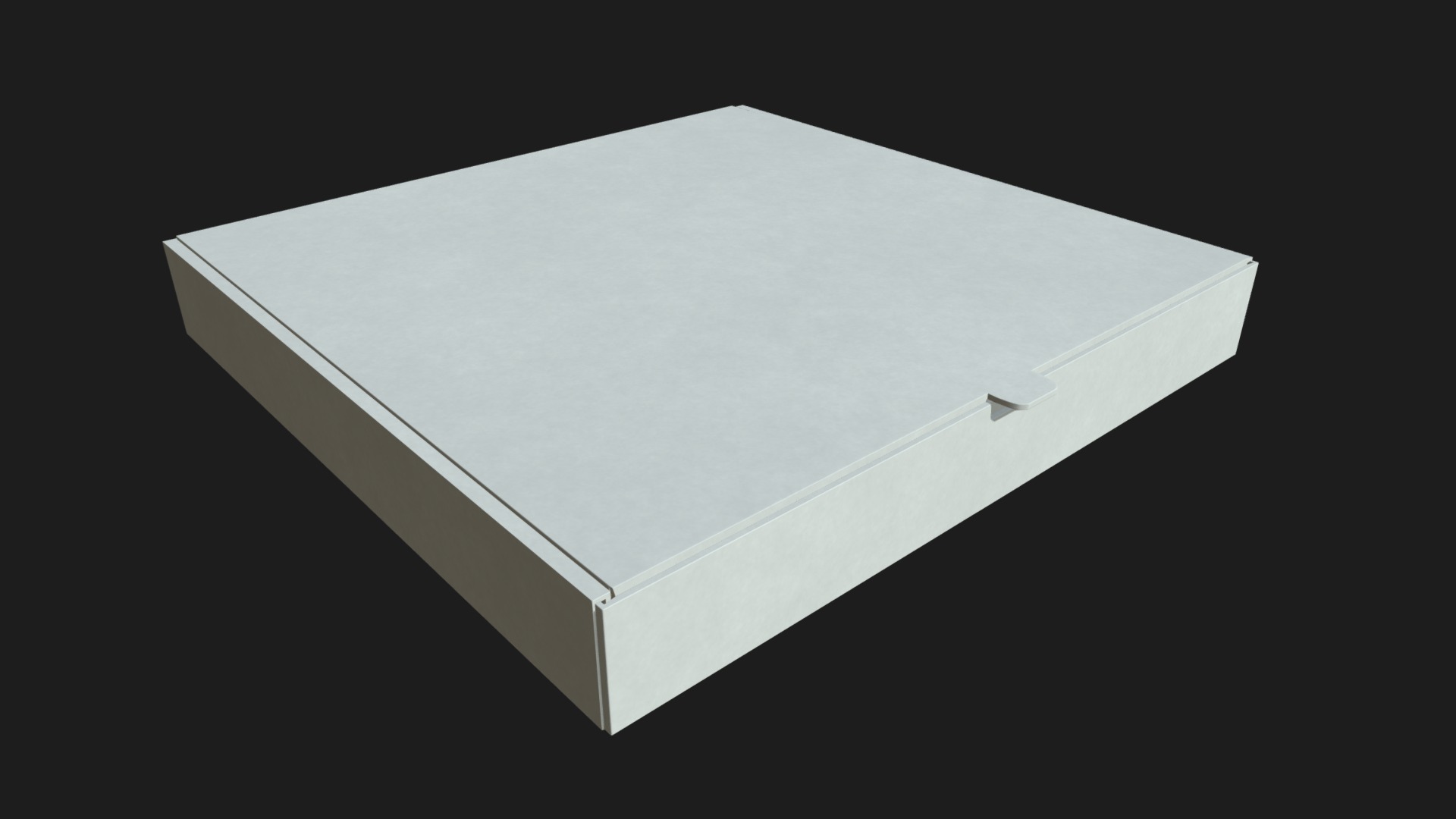 3D model Closed pizza box - This is a 3D model of the Closed pizza box. The 3D model is about a white square with a black background.